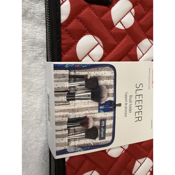 NEW Lug Women's Quilted Sleeper Travel Makeup Brush Holder Red Dot - Picture 3 of 9